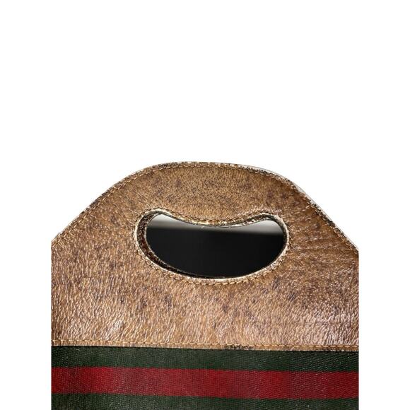 Gucci Vintage Monogram Web Top Handle Bag 1960's Leather Coated Canvas - Picture 5 of 14